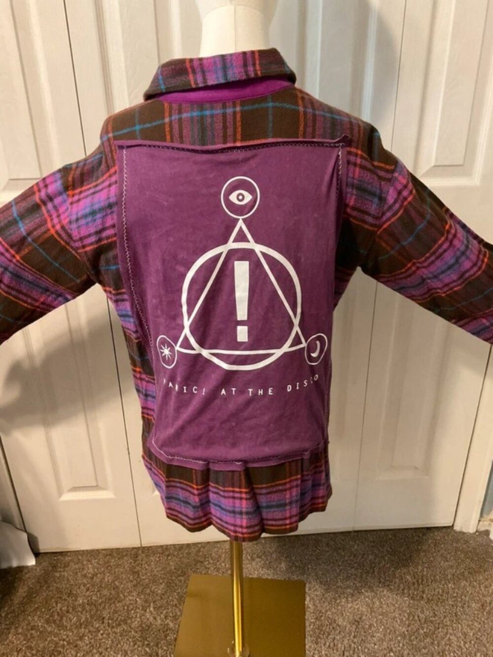 Panic At The Disco Upcycled Back Graphic T-Shirt on Women’s Med Flannel